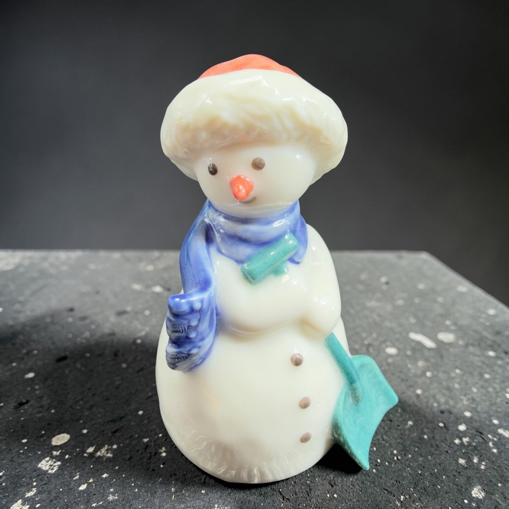Royal Copenhagen Snowman Figurine Blue‎ Scarf Red Hat Porcelain Miniature VTG